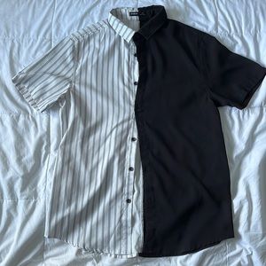 SHEIN Button Front Striped Spliced Shirt